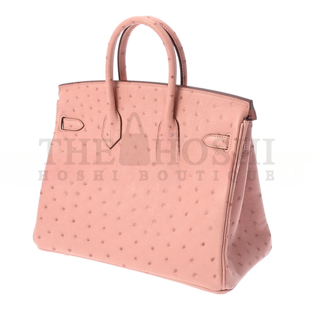 H**me5 MASTER BIRKIN 25 OSTRICH PORCELAIN POWDER SILVER BUCKLE H041944CK81 (25*20*13cm) Master Quality